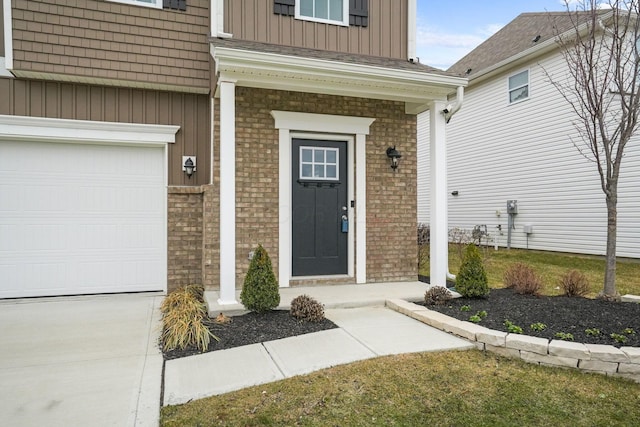 property entrance featuring a garage