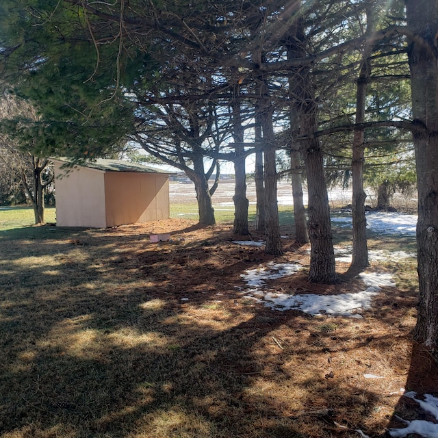 view of yard with an outdoor structure