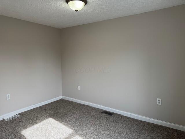 unfurnished room with carpet floors and a textured ceiling