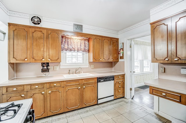 kitchen with sink and white appliances