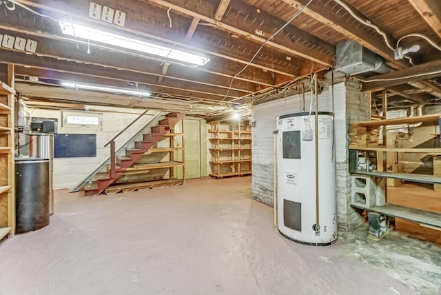 basement with electric water heater