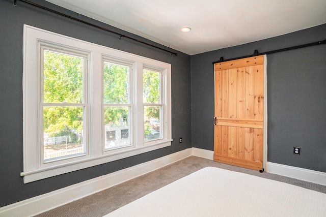 interior space with a barn door