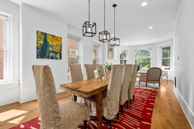 dining area with wood-type flooring