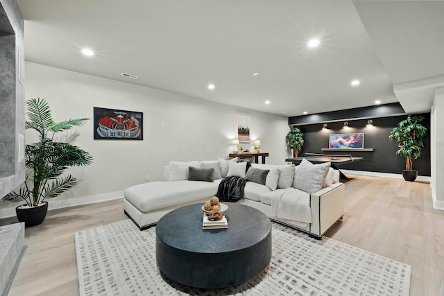 living room featuring light wood-type flooring