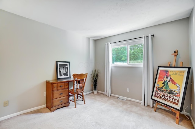 view of carpeted office space