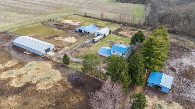 bird's eye view with a rural view