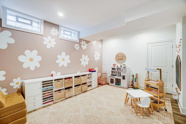 game room featuring wood-type flooring