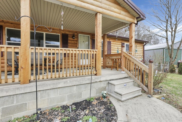 exterior space featuring covered porch