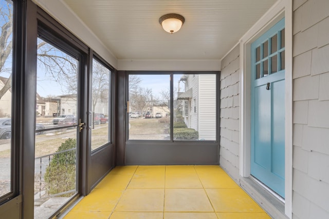 view of unfurnished sunroom