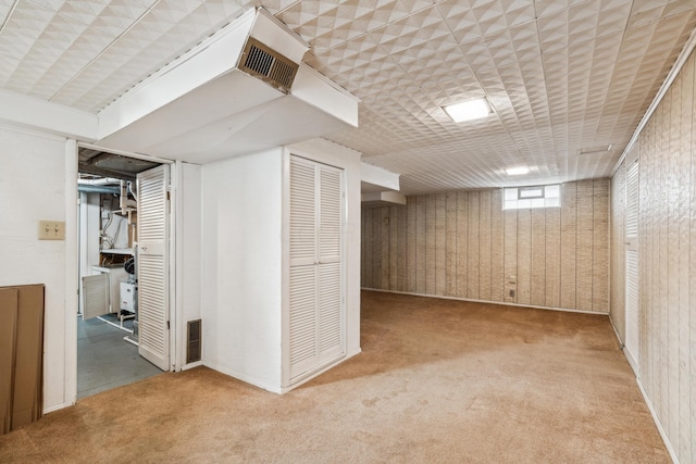 basement featuring carpet