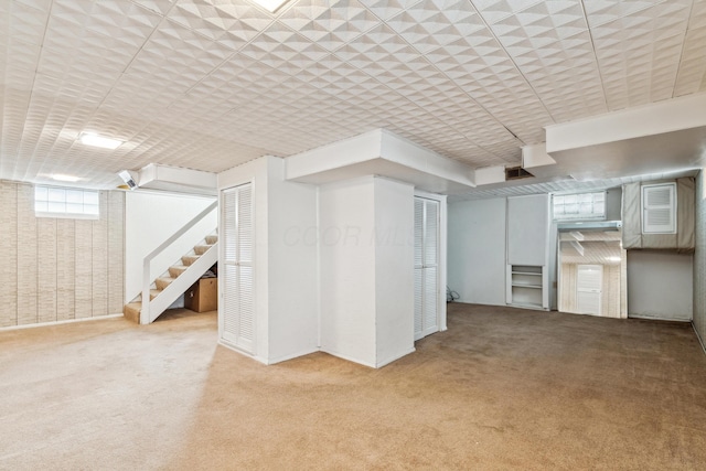 basement with carpet floors