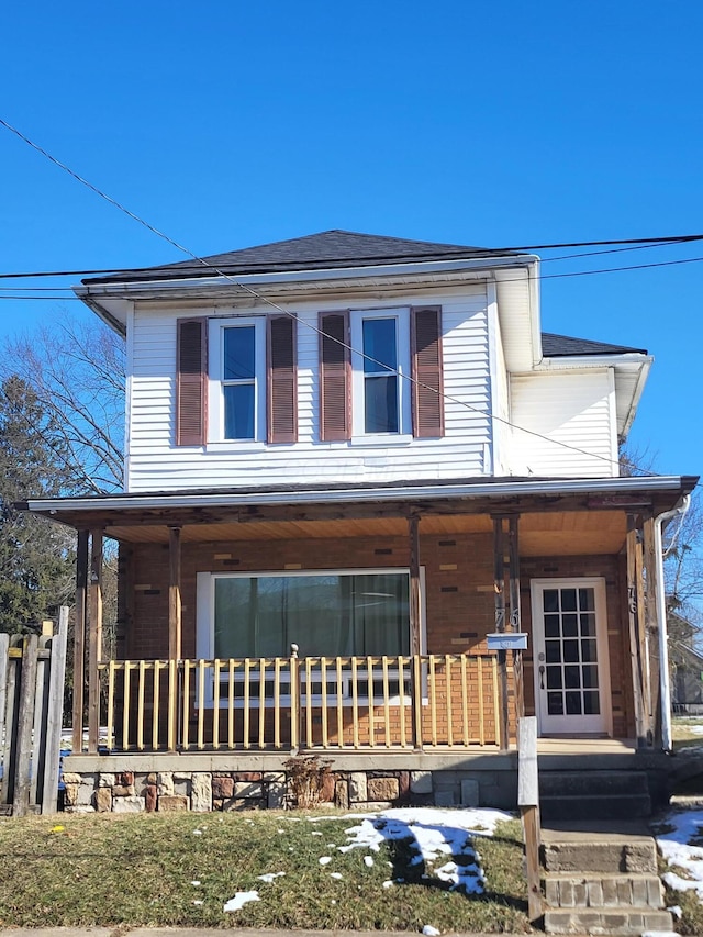 view of front facade featuring covered porch