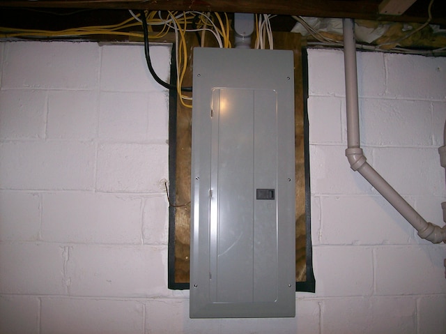 basement with electric panel