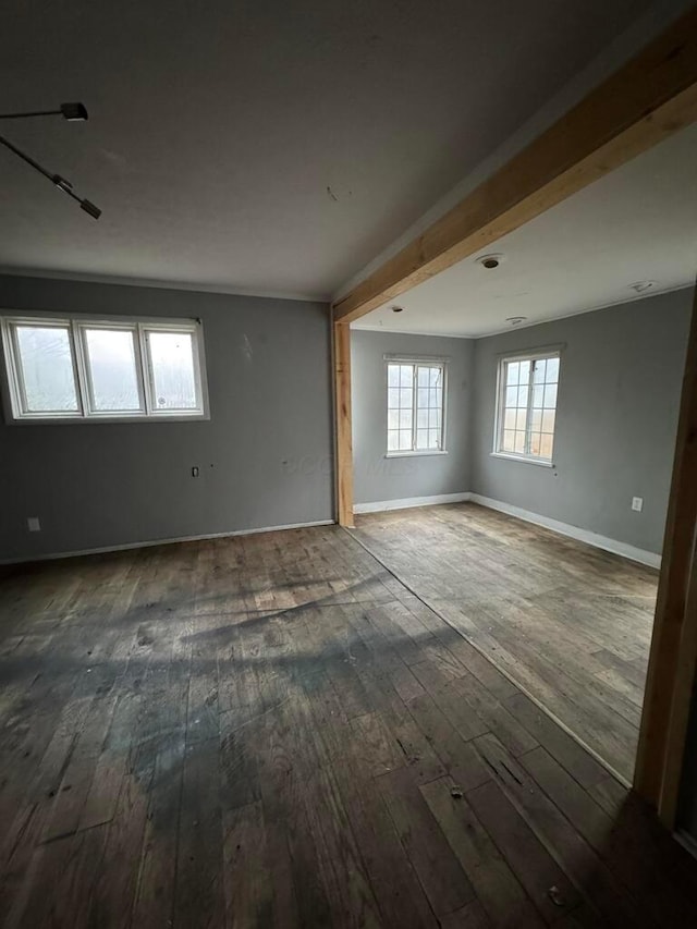 empty room with dark hardwood / wood-style floors