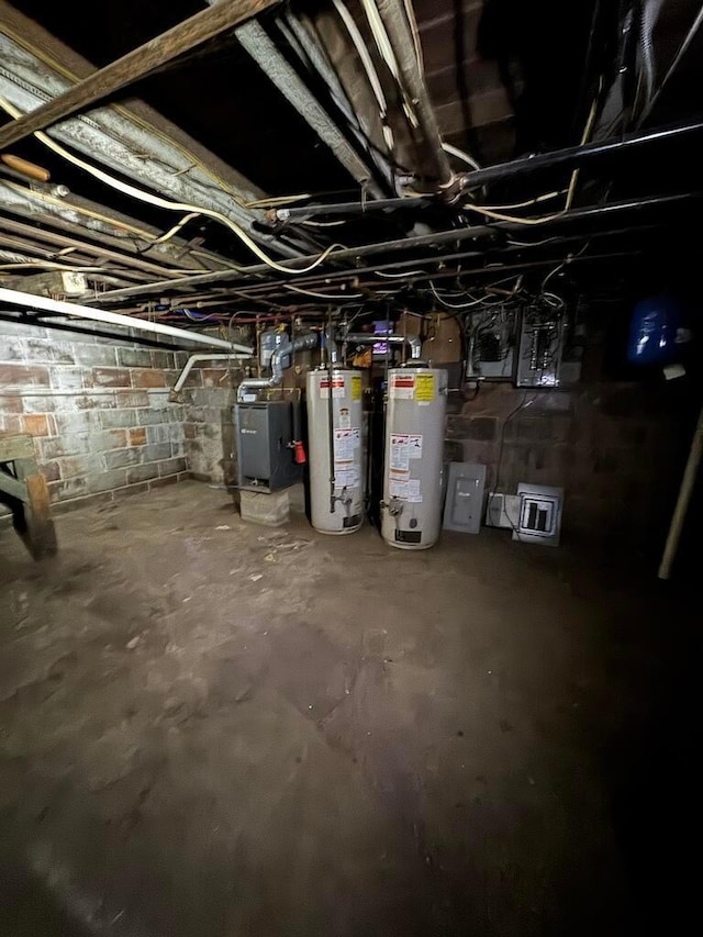 basement with water heater