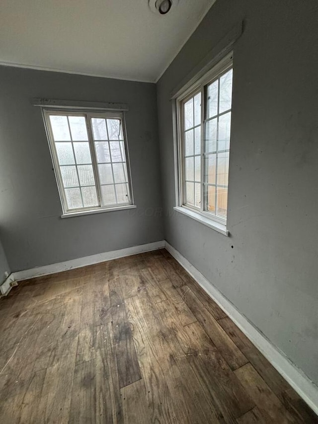 spare room featuring hardwood / wood-style flooring and plenty of natural light