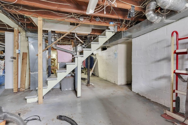 view of unfinished basement