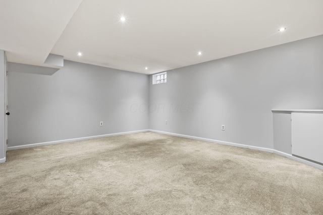 basement featuring carpet floors