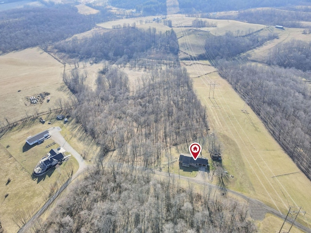 drone / aerial view featuring a rural view