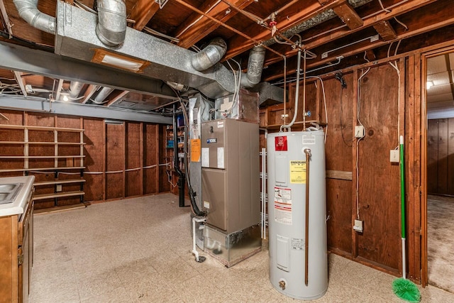 utilities featuring heating unit and water heater