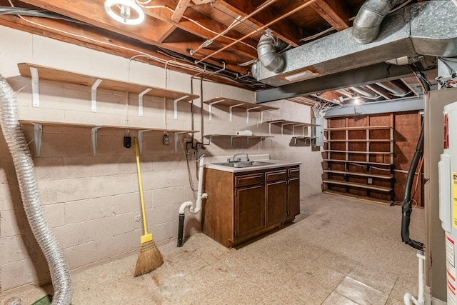 basement with sink