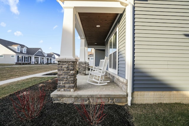 view of patio featuring a porch