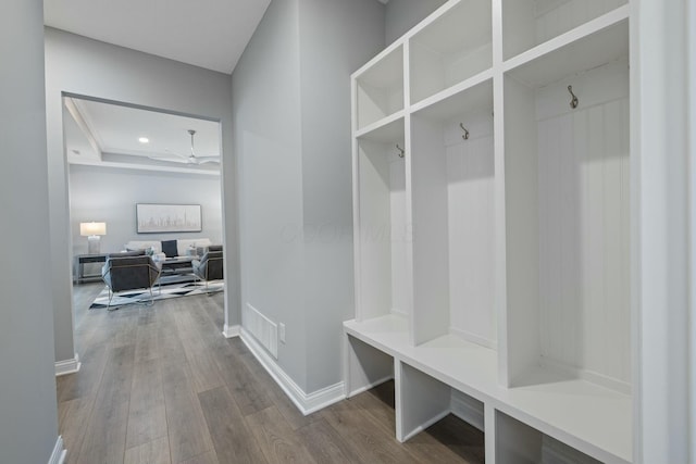 mudroom featuring hardwood / wood-style floors