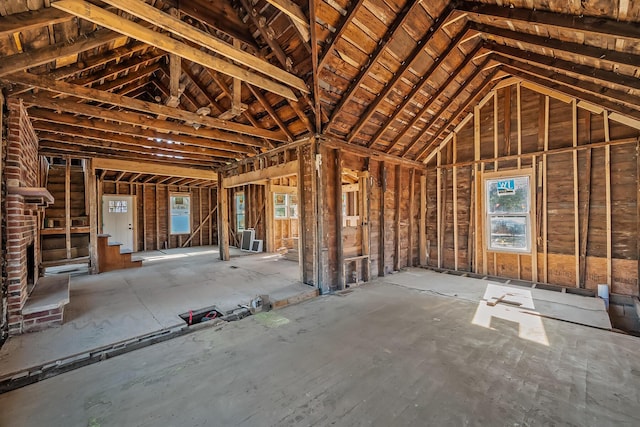 misc room with vaulted ceiling