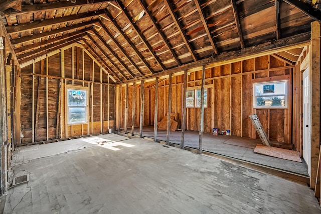 misc room with vaulted ceiling