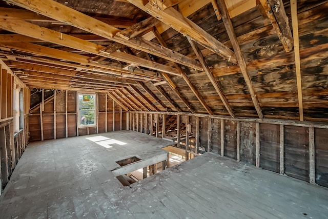 view of unfinished attic