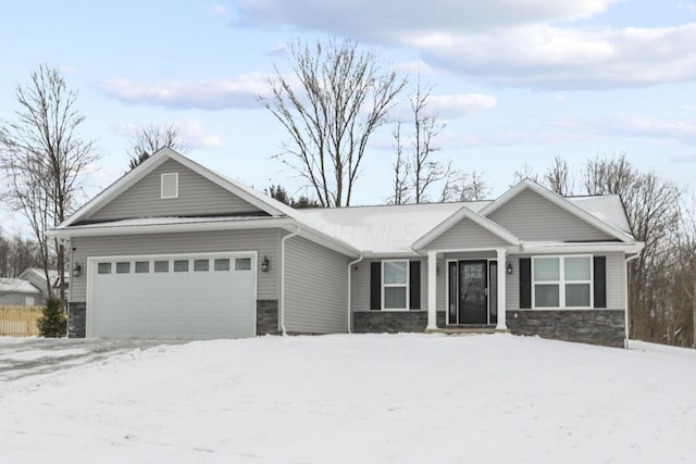 single story home featuring a garage