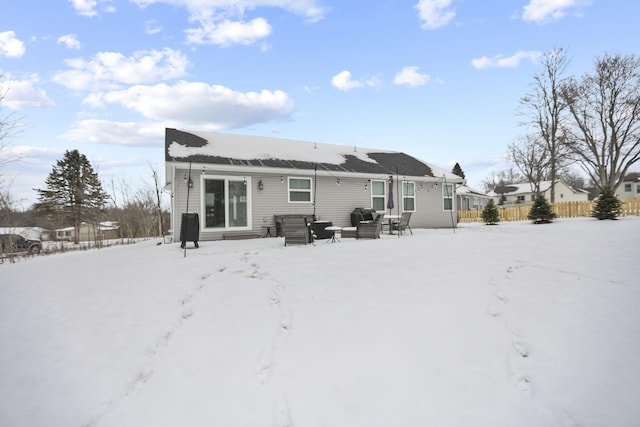 view of snow covered property