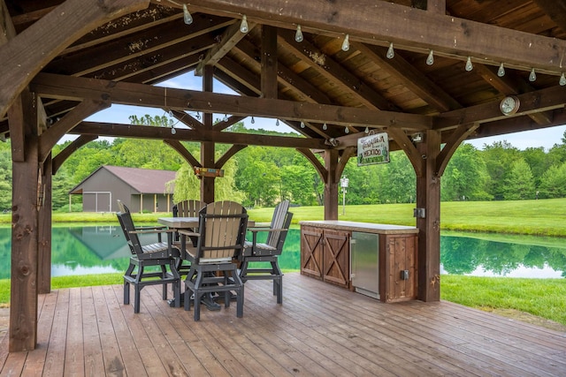 20358 Buena Vista Rd, Rockbridge, OH 43149 - deck featuring a gazebo, a yard, and a water view