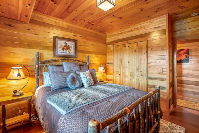 20358 Buena Vista Rd, Rockbridge, OH 43149 - bedroom with wood walls, wood finished floors, and wood ceiling