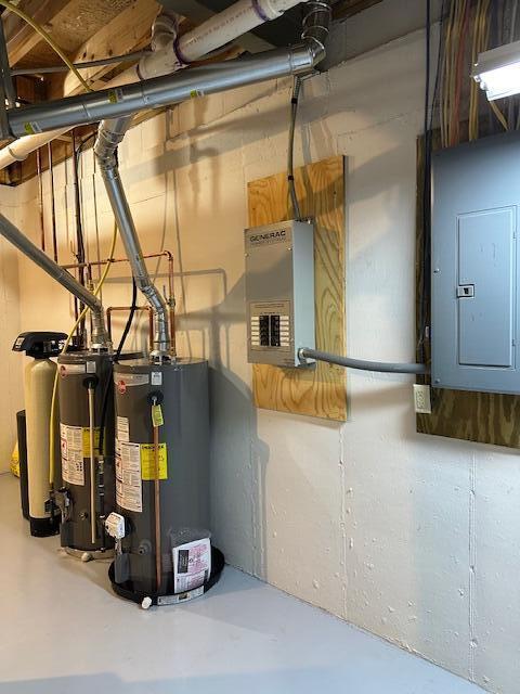 utilities with gas water heater and electric panel