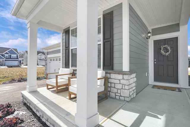 property entrance with a garage