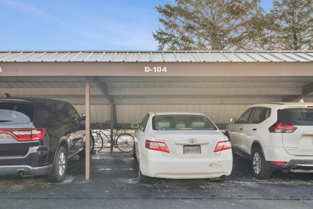 view of parking with a carport