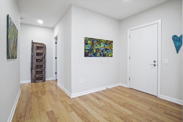 foyer entrance featuring light wood-type flooring