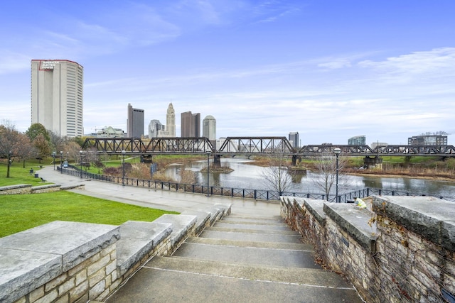 view of property's community with a water view