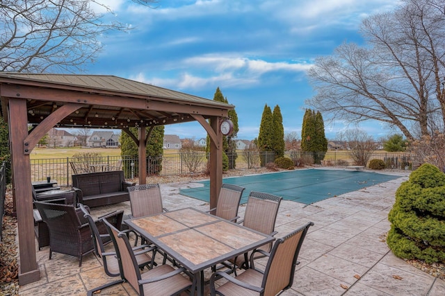 view of swimming pool with a gazebo, a patio area, and outdoor lounge area