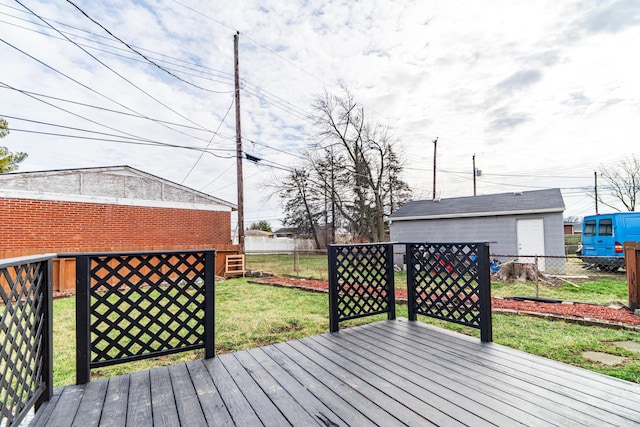 wooden deck with a yard