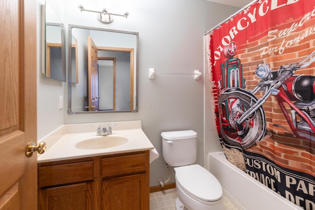 full bathroom featuring vanity, toilet, and shower / bath combo