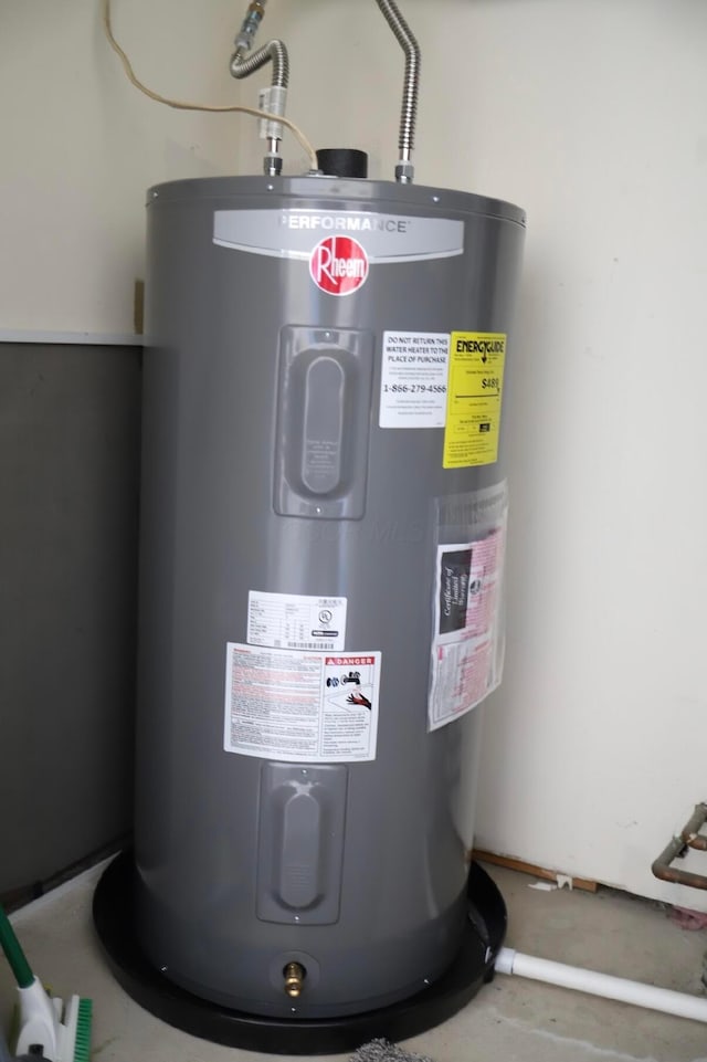 utility room with electric water heater