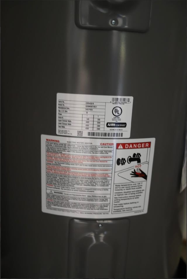 details with electric water heater