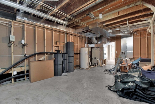 basement with water heater