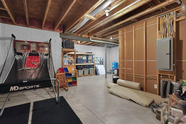 basement featuring electric panel