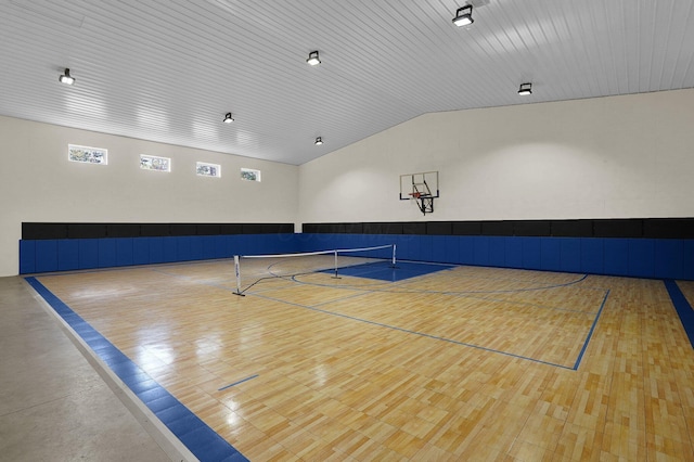 view of basketball court with tennis court