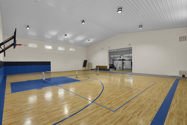 view of basketball court with tennis court