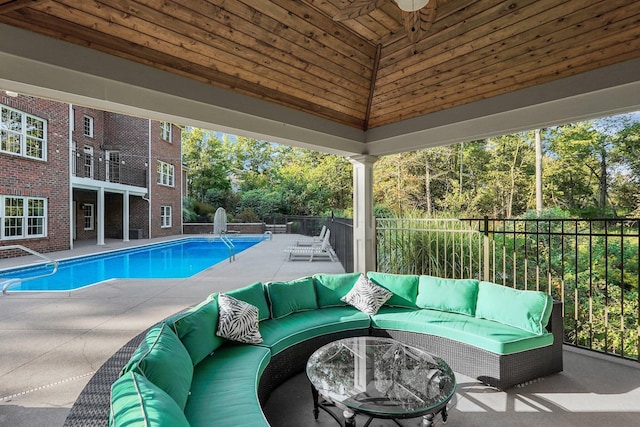 view of swimming pool with a patio area and outdoor lounge area