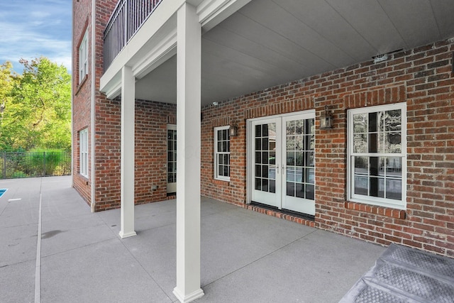 view of patio featuring french doors